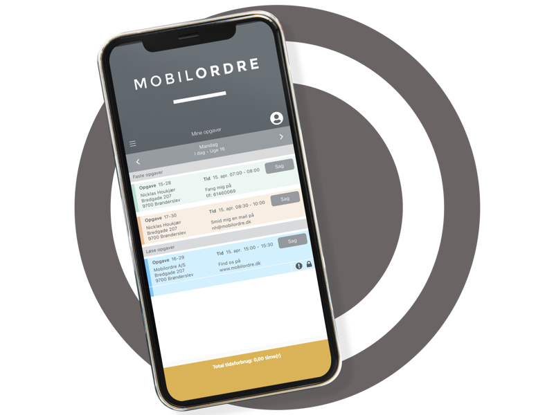 Mobilordre app med opgaveliste på smartphone