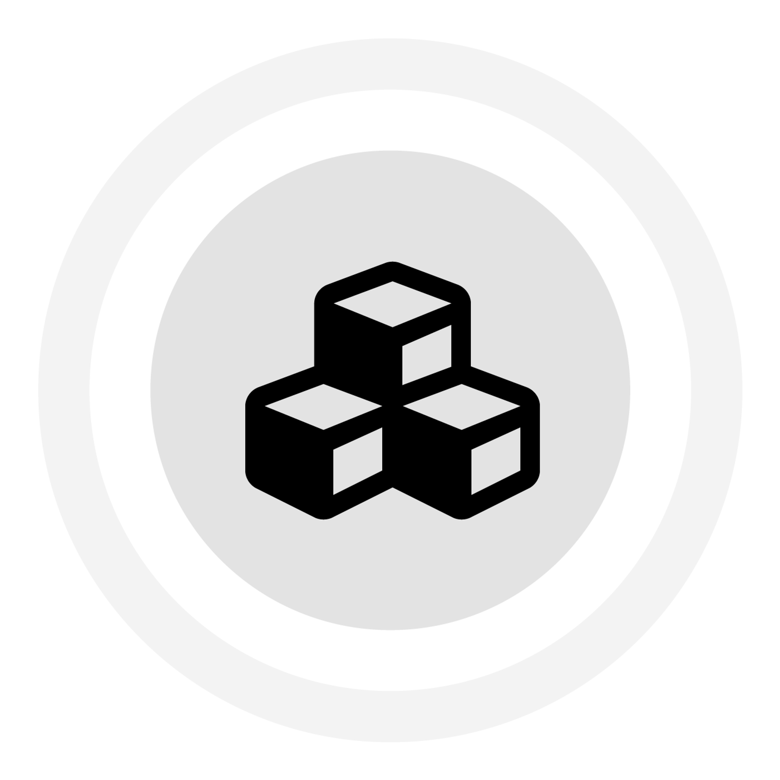 Ikon af tre stablede kuber